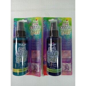 Lot of 2 Tulip Cool Color Spray For Fabric 4 OZ! Royal & Caribbean Blue NOS USA